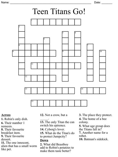 The Crossword Solver found 30 answers to "titans", 8 letters crossword clue. . Strong of teen titans crossword clue